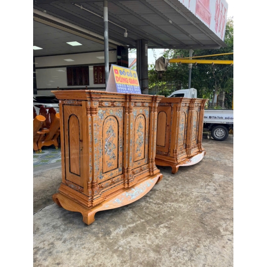 Tủ thờ 9 & 15 trụ cẩn ốc sà cừ gỗ đỏ