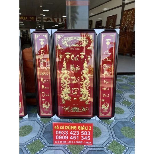 Tranh thờ Cửu Huyền Thất Tổ bằng vàng lá cao cấp cần giuộc Long An