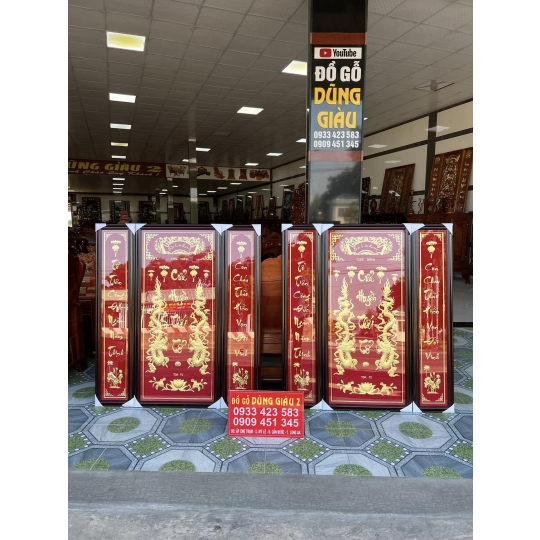 Tranh thờ Cửu Huyền Thất Tổ bằng vàng lá cao cấp cần giuộc Long An