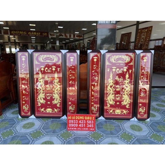 Tranh thờ Cửu Huyền Thất Tổ bằng vàng lá cao cấp cần giuộc Long An