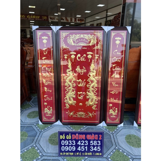 Tranh thờ Cửu Huyền Thất Tổ bằng vàng lá cao cấp cần giuộc Long An