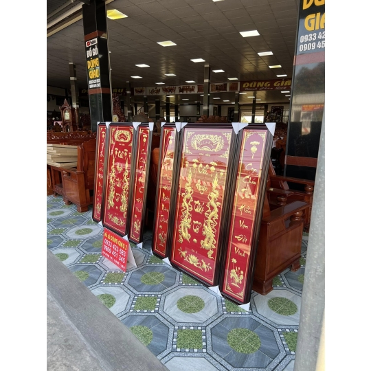 Tranh thờ Cửu Huyền Thất Tổ bằng vàng lá cao cấp cần giuộc Long An