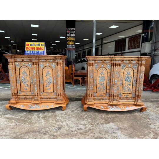 Tủ thờ 9 & 15 trụ cẩn ốc sà cừ gỗ đỏ