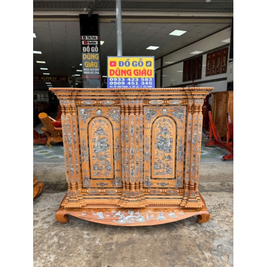 Tủ thờ 9 & 15 trụ cẩn ốc sà cừ gỗ đỏ