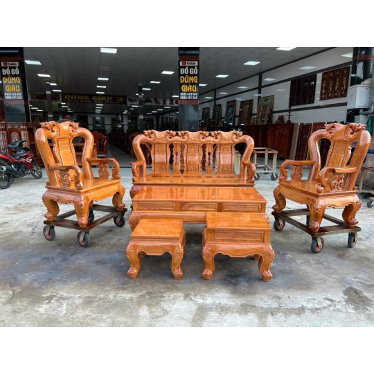 Bộ ghế salông tay 12 chân 14 gỗ gõ đỏ VIP