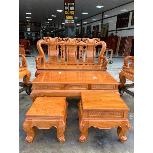 Bộ ghế salông tay 12 chân 14 gỗ gõ đỏ VIP