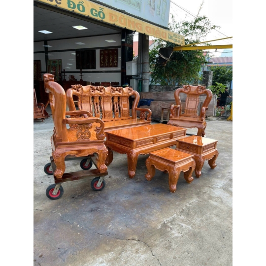 Bộ ghế salông tay 12 chân 14 gỗ gõ đỏ VIP