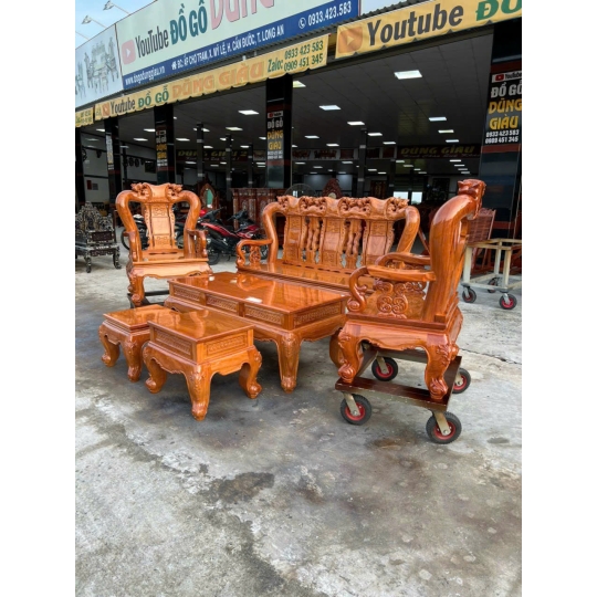 Bộ ghế salông tay 12 chân 14 gỗ gõ đỏ VIP