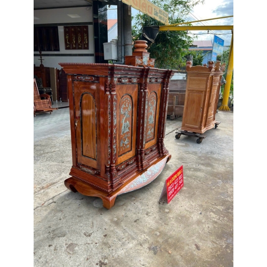 Tủ thờ cần 9 & 15 trụ gỗ căm xe gõ đỏ