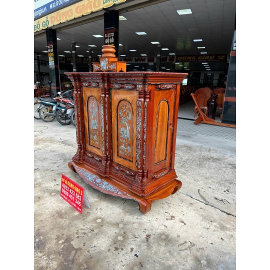 Tủ thờ cần 9 & 15 trụ gỗ căm xe gõ đỏ