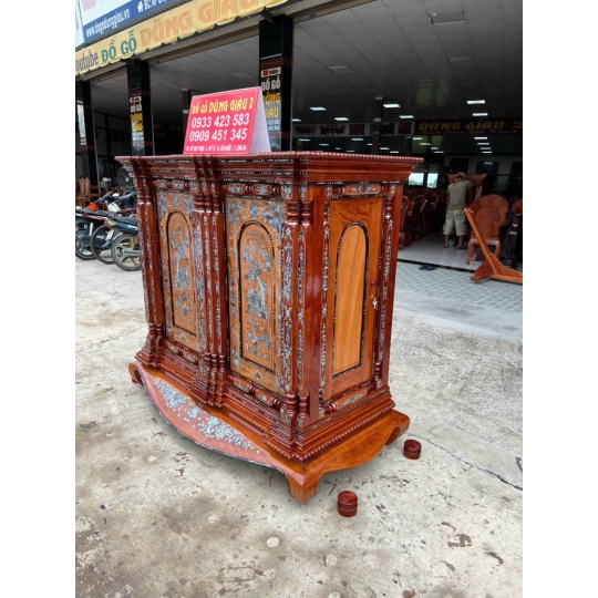 Tủ thờ cần 9 & 15 trụ gỗ căm xe gõ đỏ