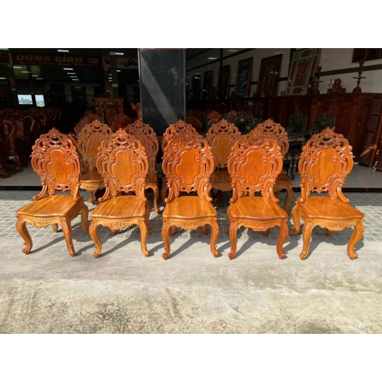 Ghế bàn ăn cao cấp gỗ gõ đỏ VIP