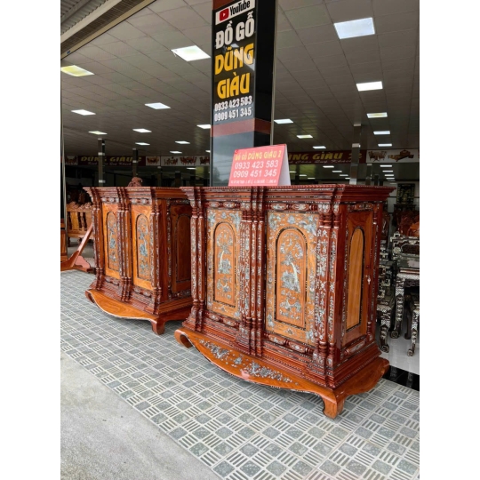 Tủ thờ 15 trụ cẩn gỗ căm xe gõ đỏ Đồ Gỗ Dũng Giàu