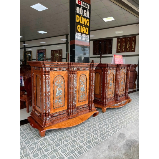 Tủ thờ 15 trụ cẩn gỗ căm xe gõ đỏ Đồ Gỗ Dũng Giàu