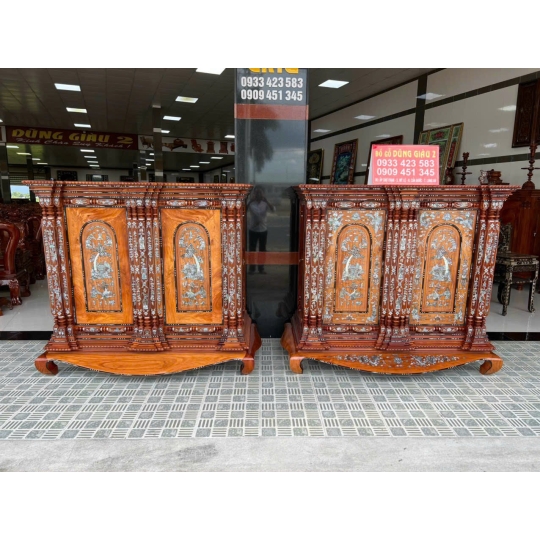 Tủ thờ 15 trụ cẩn gỗ căm xe gõ đỏ Đồ Gỗ Dũng Giàu