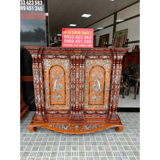 Tủ thờ 15 trụ cẩn gỗ căm xe gõ đỏ Đồ Gỗ Dũng Giàu