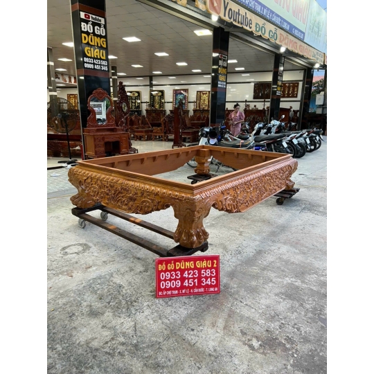 Chân quỳ trạm tứ diện Tùng Cúc Trúc Mai gỗ gõ đỏ VIP