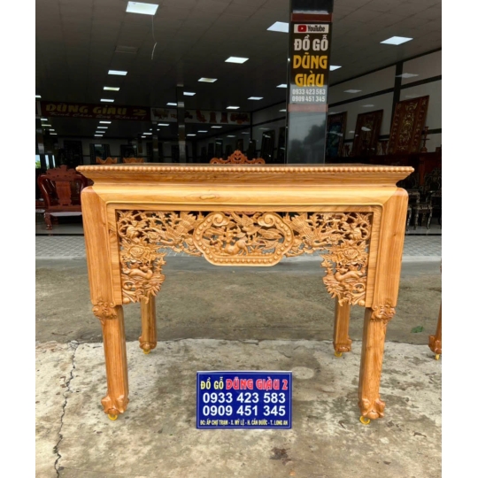 Ghế thờ chân hùm trạm Tước Lộc Công Hầu ngan 1,47x87x1,27 gỗ gõ đỏ VIP