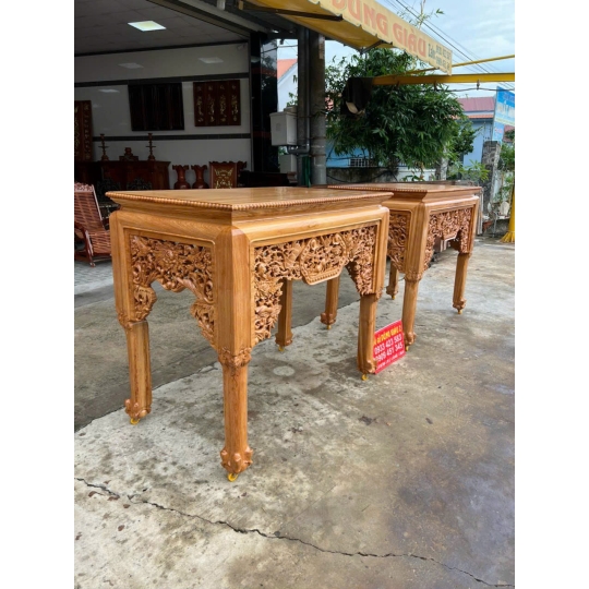Ghế thờ chân hùm trạm Tước Lộc Công Hầu ngan 1,47x87x1,27 gỗ gõ đỏ VIP