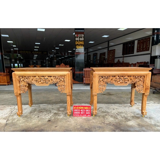 Ghế thờ chân hùm trạm Tước Lộc Công Hầu ngan 1,47x87x1,27 gỗ gõ đỏ VIP