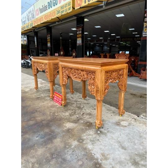 Ghế thờ chân hùm trạm Tước Lộc Công Hầu ngan 1,47x87x1,27 gỗ gõ đỏ VIP