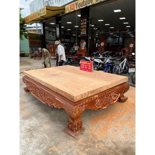 Bộ ván chân quỳ 2 tấm trạm tứ diện ngan 1m70x2m45 dài gỗ gõ đỏ vip