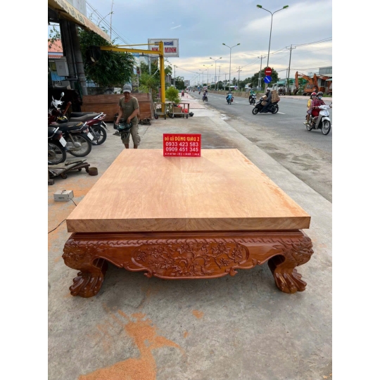 Bộ ván chân quỳ 2 tấm trạm tứ diện ngan 1m70x2m45 dài gỗ gõ đỏ vip