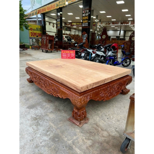 Bộ ván chân quỳ 2 tấm trạm tứ diện ngan 1m70x2m45 dài gỗ gõ đỏ vip