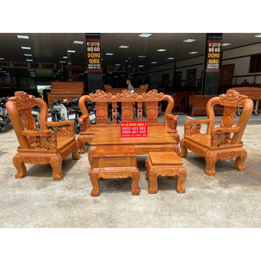 Ghế salông gỗ gõ đỏ 100% hàng giao khách Huyện Bến Lức Tỉnh Long An.