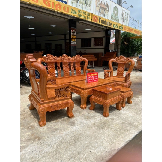 Ghế salông gỗ gõ đỏ 100% hàng giao khách Huyện Bến Lức Tỉnh Long An.
