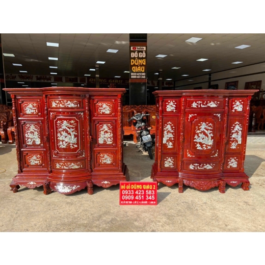 Tủ thờ  cẩn 1m6 & 1m8 gỗ căm xe