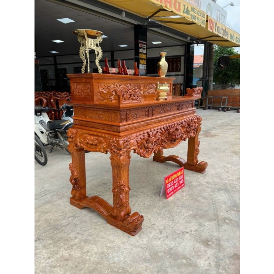Ghế thờ nhị cấp ngan 197x87x127 gỗ gõ đỏ VIP