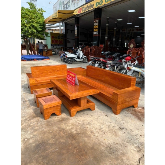 Bộ ghế salông sofa góc L gỗ gõ đỏ