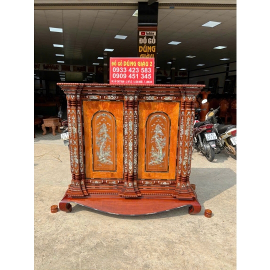 Tủ thờ 9 trụ cẩn gỗ căm xe gõ đỏ