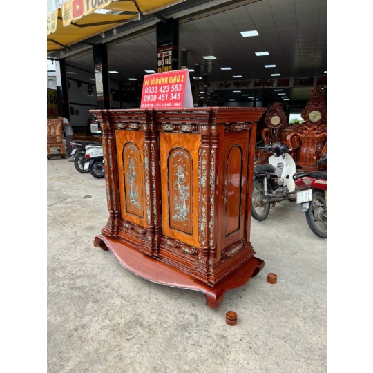Tủ thờ 9 trụ cẩn gỗ căm xe gõ đỏ