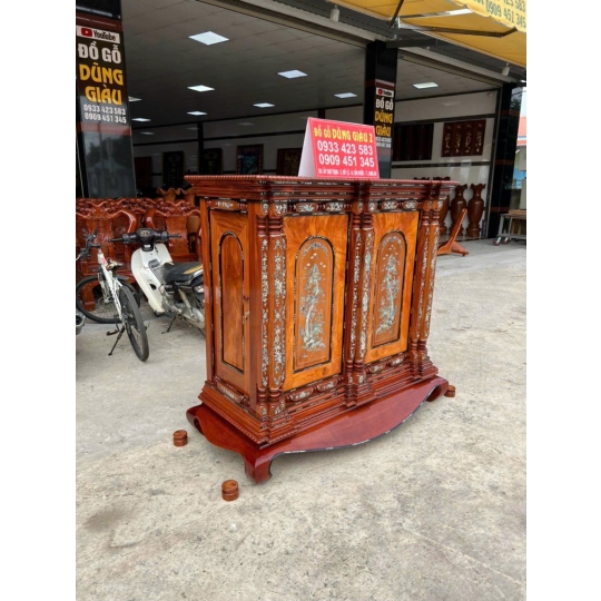 Tủ thờ 9 trụ cẩn gỗ căm xe gõ đỏ