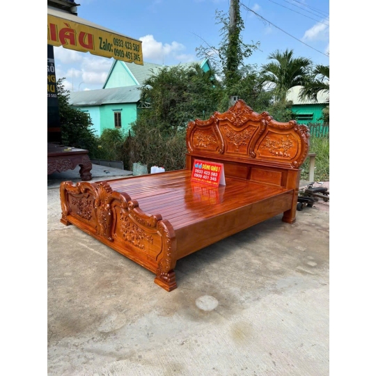  Giường phòng ngan 1m80 gỗ gõ đỏ Vip