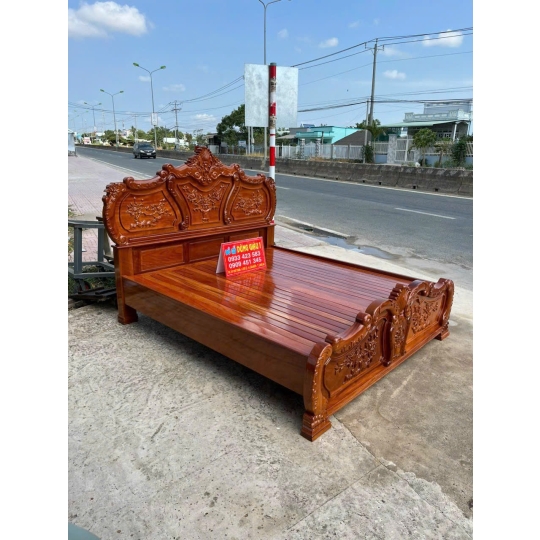  Giường phòng ngan 1m80 gỗ gõ đỏ Vip