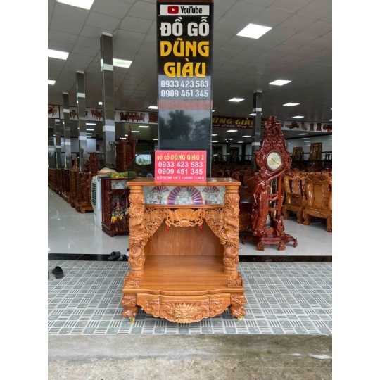 Bàn thờ ngan 1m07 cao 1m17 sâu 88 gỗ gõ đỏ VIP