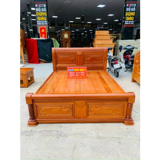 Giường phòng 1m6 & 1m8 gỗ gõ đỏ