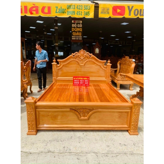 Giường phòng 1m6 & 1m8 gỗ gõ đỏ