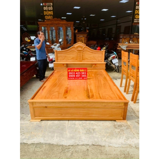 Giường phòng 1m6 & 1m8 gỗ gõ đỏ