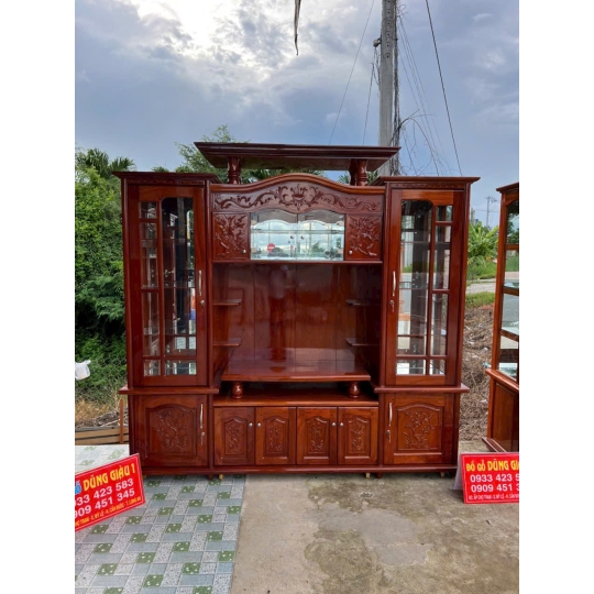 Kệ ti vi ngan 2m/ 2m2/ 2m4 gỗ gõ đỏ hàng VIP Long An