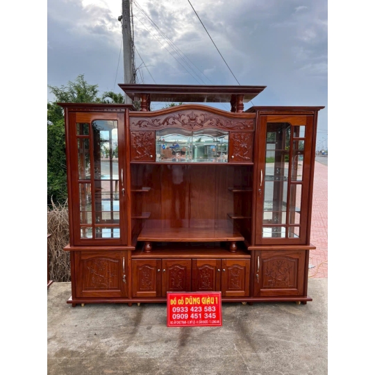 Kệ ti vi ngan 2m/ 2m2/ 2m4 gỗ gõ đỏ hàng VIP Long An