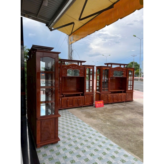 Kệ ti vi ngan 2m/ 2m2/ 2m4 gỗ gõ đỏ hàng VIP Long An