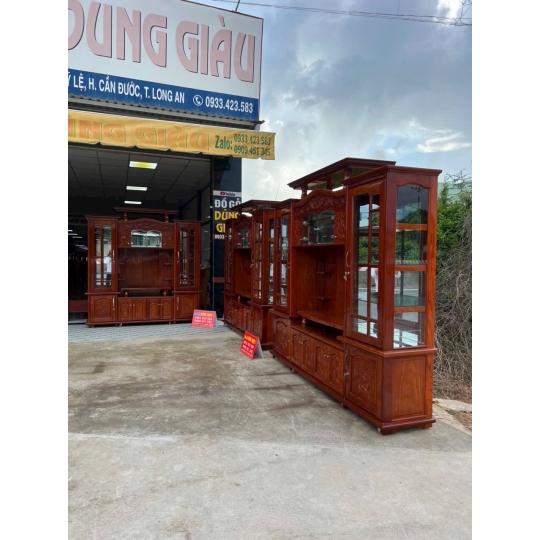 Kệ ti vi ngan 2m/ 2m2/ 2m4 gỗ gõ đỏ hàng VIP Long An