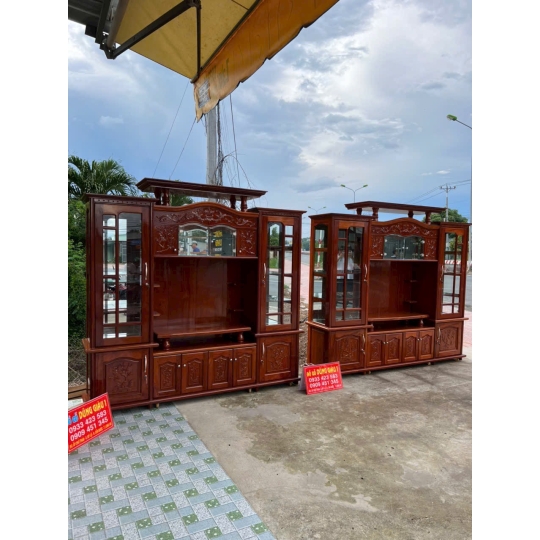 Kệ ti vi ngan 2m/ 2m2/ 2m4 gỗ gõ đỏ hàng VIP Long An