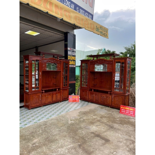 Kệ ti vi ngan 2m/ 2m2/ 2m4 gỗ gõ đỏ hàng VIP Long An
