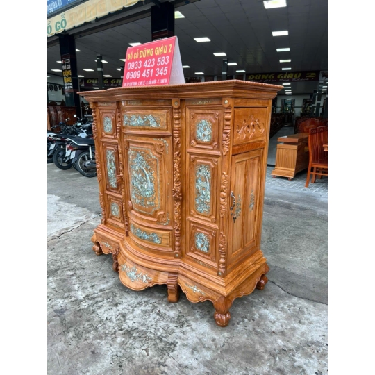 Tủ thờ 6 chân cẩn gỗ gõ đỏ ở cần đước long an
