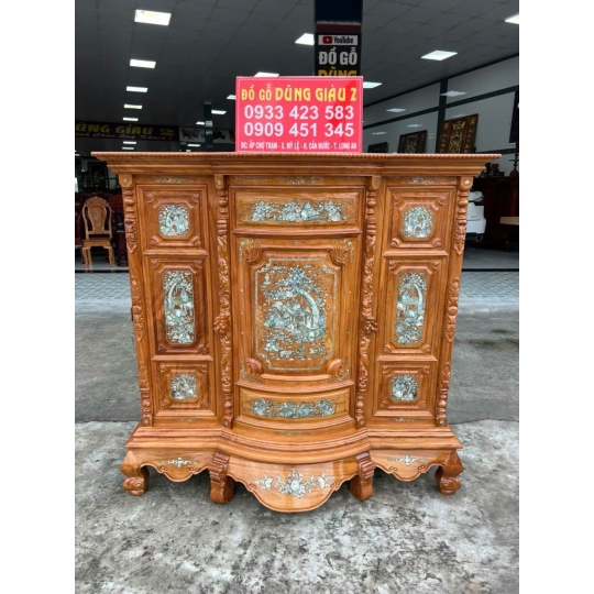 Tủ thờ 6 chân cẩn gỗ gõ đỏ ở cần đước long an